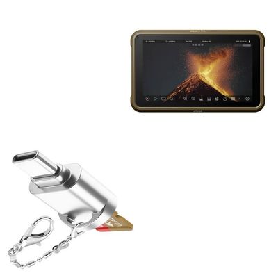 BoxWave Adapter Compatible with Atomos Ninja Ultra - Micro SD Card miniReader, USB Type-C OTG Reader USB3.0 Adapter Keychain - Metallic Silver