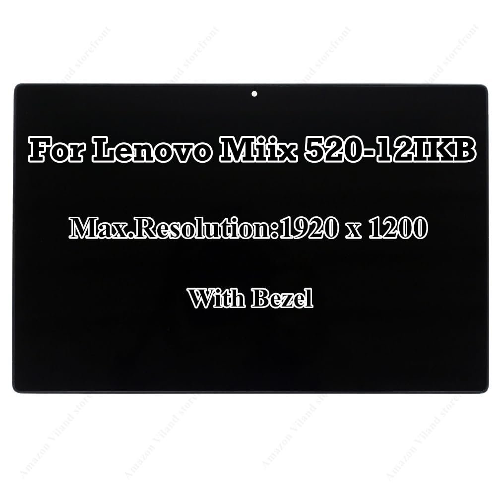 12.2" Replacement for Lenovo Miix 520-12IKB IPS FHD 19201200 LCD Display Touch Screen Digitizer Assembly with Bezel