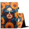Case for All-New Amazon Kindle Fire HD 10 and Fire HD 10 Plus Tablet (13th/11th Generation, 2023/2021 Release), Slim Folding Stand Cover with Auto Wake/Sleep, African American Pretty Girl Sunflower view 1