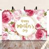 Renaiss 10x8ft Happy Mother's Day Backdrop for Photoshoot Kids Woman Portrait Silky Pink Rose Flowers Mother's Day Photography Background Mother's Day Party Decors Banner Photo Studio Booth Props view 4