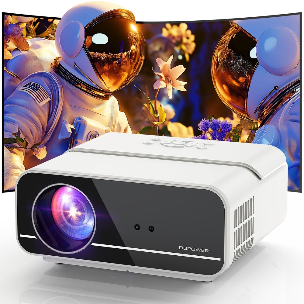 [Auto Focus/Keystone] DBPOWER Projector 4K with 5G WiFi and Bluetooth, FHD Native 1080P Outdoor Movie Projector with 4P4D/PPT/Zoom, Mini Home Projector Compatible w iOS/Android/HDMI/TV Stick