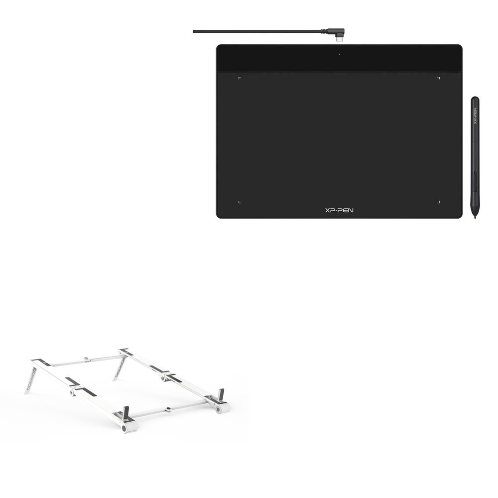 BoxWave Stand and Mount Compatible with XP-Pen DecoFunL (10 in) - Pocket Aluminum Stand 3-in-1, Portable Multi Angle Viewing Riser - Metallic Silver