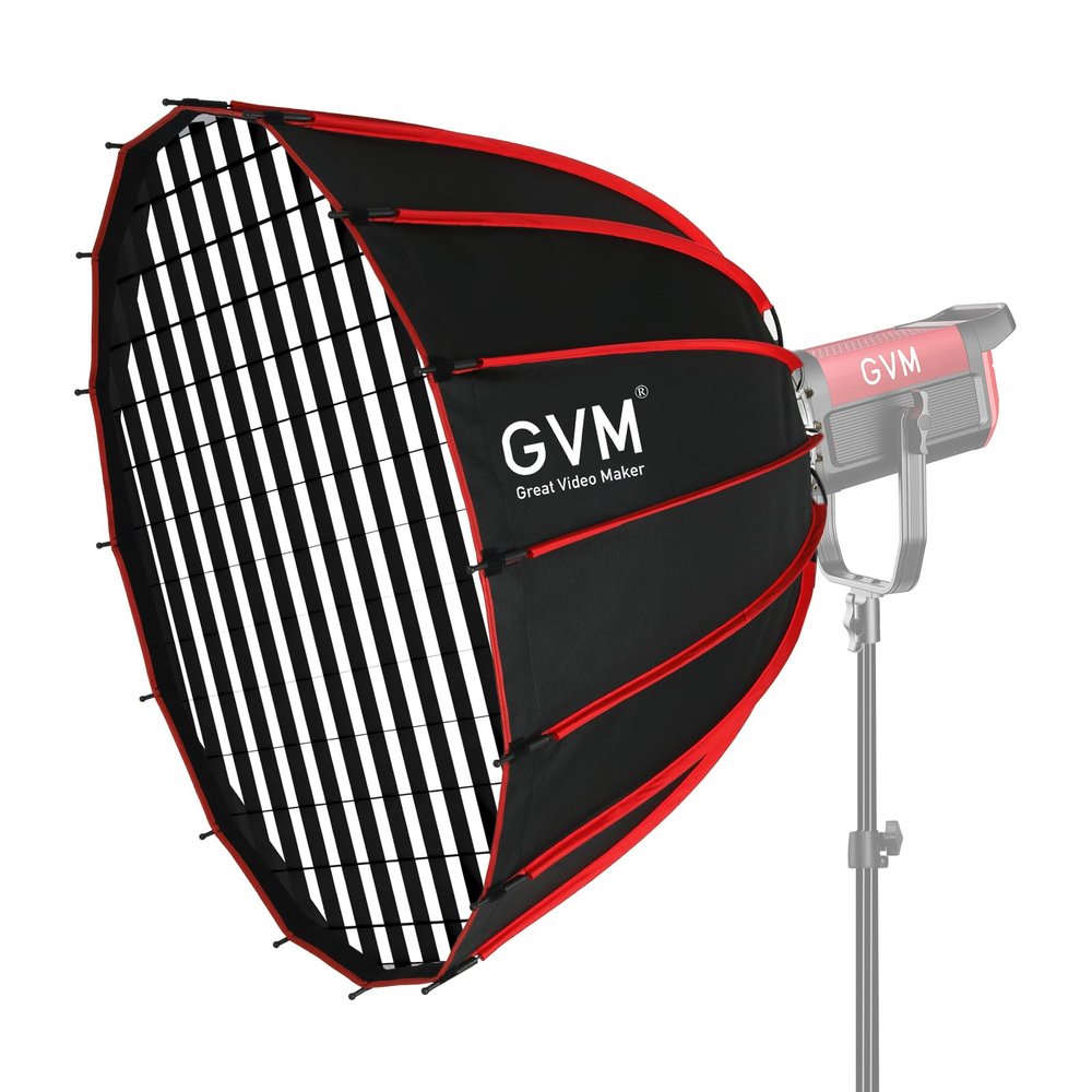 GVM Softbox Parabolic Soft Light Bowens Mount36"/90cm Quick Release Parabolic Deep Softbox & Honeycomb Grid Compatible with Other Bowens Mount Light for Recording, Portraits