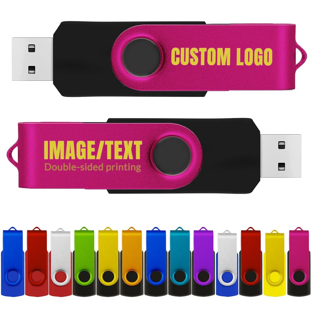 Personalized Custom USB 2.0 Flash Drive 300Pack, 32GB Customized Thumb Drives with LED Indicator, Customizable USB Sticks Printing Exclusive Text & Logo on Double-Sides, Multiple Color Choice