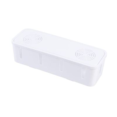 HOMSFOU Cable Management Box White - Abs Plastic Cord Organizer for Power Strip Storage and Childproof Outlet Cover 10.43X3.74X2.75 Inches for Home and Office