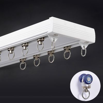 Ceiling Curtain Track Heavy-Duty Double Curtain Rail Aluminium Alloy Curtain Rod Sliding Silent Curtain Track, 3.3ft, 4.9ft, 6.6ft, 6.9ft, 7.2ft, 7.5ft, 7.9ft, 8.2ft, 9.8ft, 11.5ft, 13.1ft ( Color : W