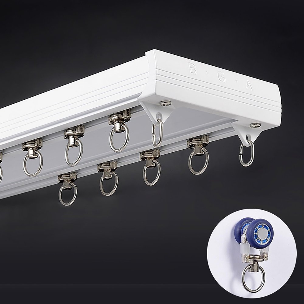 Ceiling Curtain Track Heavy-Duty Double Curtain Rail Aluminium Alloy Curtain Rod Sliding Silent Curtain Track, 3.3ft, 4.9ft, 6.6ft, 6.9ft, 7.2ft, 7.5ft, 7.9ft, 8.2ft, 9.8ft, 11.5ft, 13.1ft ( Color : W
