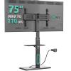 WALI Floor TV Stand with Power Outlet & AV Shelf, Tall TV Stand Mount for 32-75 inch TV up to 110 lbs, Swivel and Height Adjustable TV Stands with Wood Base for Bedroom, Office(TVDVD-6P), Black view 1