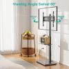 WALI Floor TV Stand with Power Outlet & AV Shelf, Tall TV Stand Mount for 32-75 inch TV up to 110 lbs, Swivel and Height Adjustable TV Stands with Wood Base for Bedroom, Office(TVDVD-6P), Black view 3