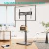 WALI Floor TV Stand with Power Outlet & AV Shelf, Tall TV Stand Mount for 32-75 inch TV up to 110 lbs, Swivel and Height Adjustable TV Stands with Wood Base for Bedroom, Office(TVDVD-6P), Black view 4