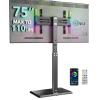 WALI Floor TV Stand with LED Lights, Tall TV Stand Mount for 32-75 inch TV up to 110 lbs, Swivel and Height Adjustable TV Stands with Wood Base for Bedroom, Office(TVDVD-7L), Black view 1
