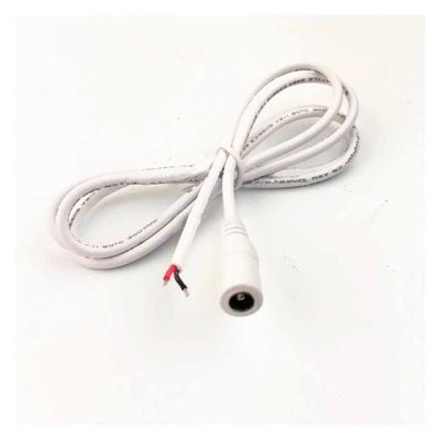 1M 22AWG 0.3mm2 White Female DC 2.1mm X 5.5mm Wire Power Pigtails Socket Wire Harness for CC-TV Security Camera
