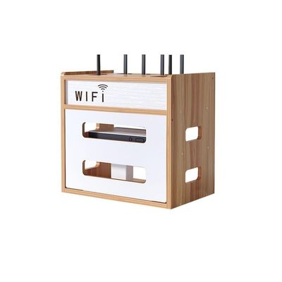 WAOCEO Cable Management Box Wireless WiFi Router Storage Box Light cat Set-top Box Wooden TV Cabinet Placement Object Rack Artifact Plug-in Wire Cord Organizer Box (Color : B)