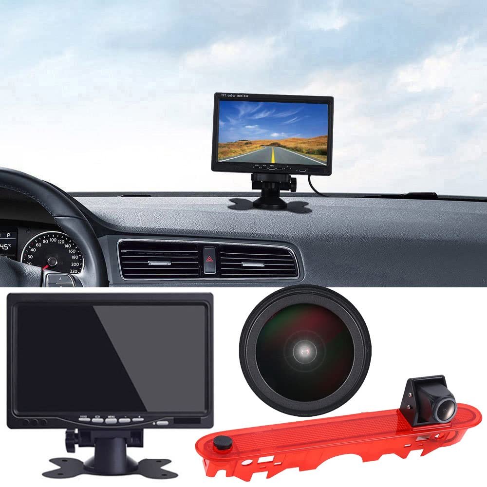18 mm Lens Car Third Roof Original Brake Light Reversing Camera, Replacement for Renault Kangoo II 2007-2021/Citan Tourer W415 Micro Camper 2012-2021 (OEM:414523CSG 439498CAG A4159062000) (with 7 Inch