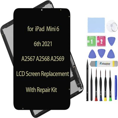 8.3" Compatible with iPad mini 6 6th 2021 A2567 A2568 A2569 LCD Screen Replacement Display Assembly and Glass Touch Digitizer Premium Repair Kit + Sleep/Wake Sensor (Black)