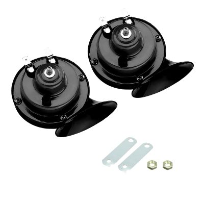Sinytuto Pack-2 Car Snail Horns, 12V 300DB Automobile Horn Replacement Kit, Waterproof Security Alarm Speaker, Universal for Most Cars, Trucks and Vans (Black)
