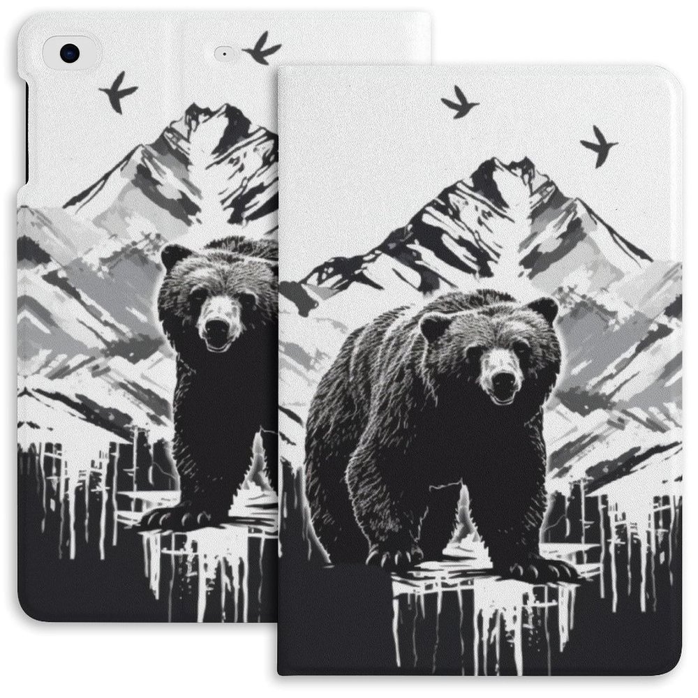 Bird Flying Bear Mountain Case for iPad iPad Mini 5/4/3/2/1(7.9- Inch) iPad Mini 6 (8.3-inch, 2021) with Pencil Holder, Protective Case with Soft TPU Back, Auto Sleep/Wake Cover