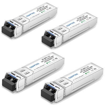 QSFPTEK 10GBASE-LH SFP Module, SFP+ 1310nm 20km Duplex LC SMF DOM Optical Networking Transceivers, Mini GBIC Compatible SFP-10G-LH, and Other Open Switch, 4pcs