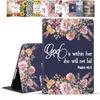 POIUYTREW Case for Samsung Galaxy Tab A8 10.5 Inch 2022 Model (SM-X200/X205/X207), PU Leather Folio Case Smart Cover with Stand & Auto Wake Sleep, Floral Quote Bible Verses Psalm 46:5 view 1