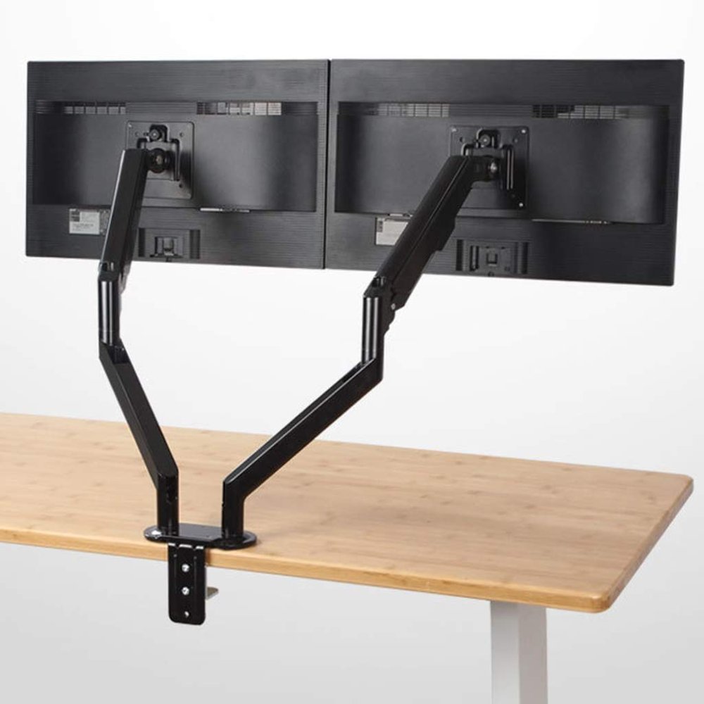 Dual Monitor Arm Mount Ergonomic Height Assisted Gas Powered Full Motion Dual Arm Desktop Clamp PC Mount for 1732" Screens Adjustable Tilt Swivel VESA 75mm 100mm Weight 2-9kg