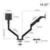 Dual Monitor Arm Mount Ergonomic Height Assisted Gas Powered Full Motion Dual Arm Desktop Clamp PC Mount for 1732" Screens Adjustable Tilt Swivel VESA 75mm 100mm Weight 2-9kg view 2