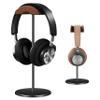 BEVCEFCC Headphone Stand Holder Headset Holder with Wood and Aluminum Desktop Headphone Stand Headset Stand for Desk with Solid Heavy Base Wood Headphones Stand for All Headphone Sizes (Black) view 1