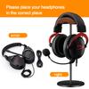 BEVCEFCC Headphone Stand Holder Headset Holder with Wood and Aluminum Desktop Headphone Stand Headset Stand for Desk with Solid Heavy Base Wood Headphones Stand for All Headphone Sizes (Black) view 2