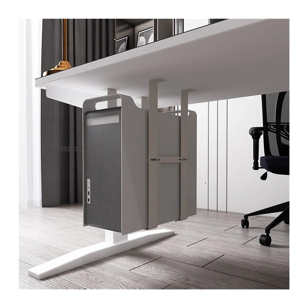 CPU Stand CPU Holder Under Desk Mount, Steel Adjustable PC Tower Stand Heavy Duty PC Case Holder Width Adjust from 5.4" to 9.8" Height Less Than 19.6" Computer Tower Stand (Color : White)
