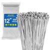 12 inch Stainless Steel Cable Zip Ties 100Pack 304 Metal Cable Ties with 270lbs Tensile Strength Heavy Duty Zip Ties for Farms Pipes Roofs Workshop Outdoor Fence Use view 1