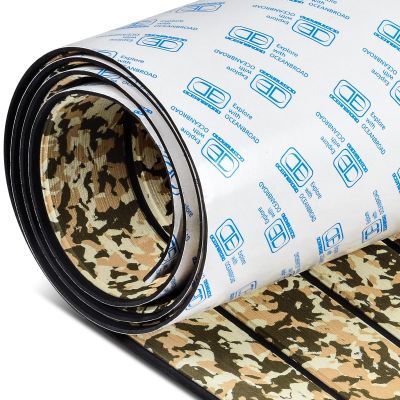 OCEANBROAD Camo Faux Teak Boat Flooring, 96''x16.8' Camo Brown