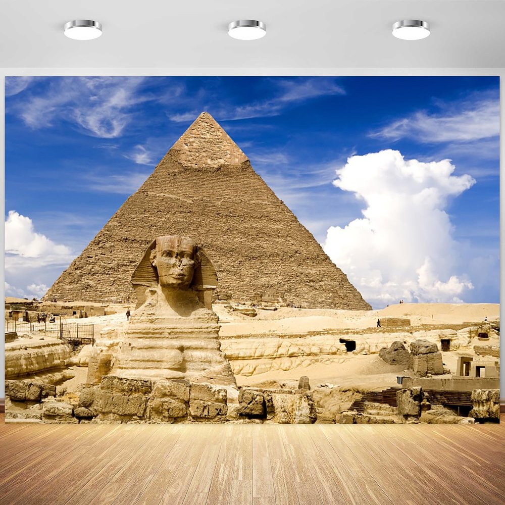 10x8ft Egypt Backdrop Egyptian Pyramid Sphinx Scenery Photography Background Travel Themed Kids Birthday Party Banner Decoration Adults Portraits Photo Booth Props