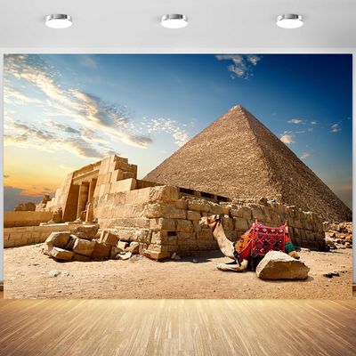 12x8ft Egyptian Pyramids Backdrop Ancient Civilization Country Egypt Desert Camel Photography Background Indoor Decoration Travel Theme Photo Booth Props