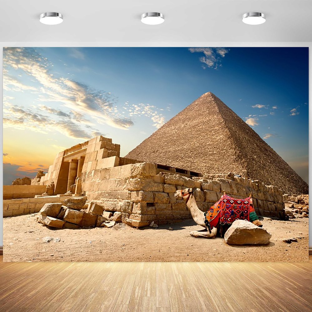 12x8ft Egyptian Pyramids Backdrop Ancient Civilization Country Egypt Desert Camel Photography Background Indoor Decoration Travel Theme Photo Booth Props