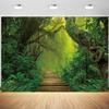 10x6.5ft Forest Backdrop Jungle Rainforest Spring Enchanted Nature Green Woodland Photography Background Hiking Camping Theme Party Decoration Portrait Photo Booth Props view 1