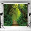 10x6.5ft Forest Backdrop Jungle Rainforest Spring Enchanted Nature Green Woodland Photography Background Hiking Camping Theme Party Decoration Portrait Photo Booth Props view 3