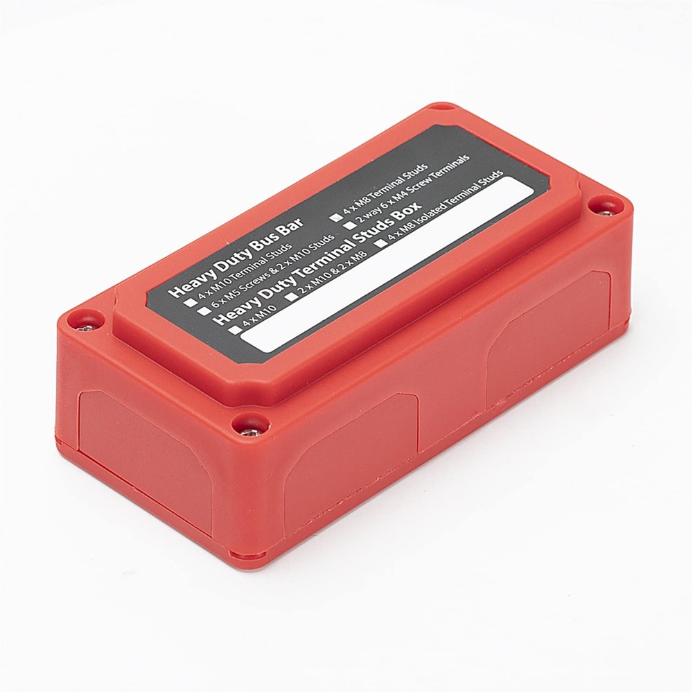 AOKLEY 300A Bus Bar Heavy Duty Power Distribution Block Busbar Box Module Design with 4X M8 Terminal Studs for Car RV Boat 1Pcs (Color : Red M8)
