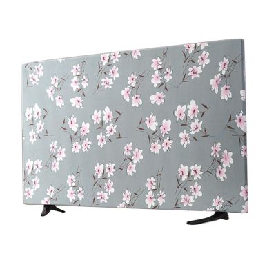 BuniQ SHIJT Full Soft Tv Cover Elastic TV Screens Protectors for Bedroom, Decoration Tv Enclosure, Flat Led Televisions Protective(White Flowers,45 inches)