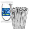 18 inch Stainless Steel Cable Zip Ties 100 Pack 304 Metal Cable Ties with 270lbs Tensile Strength Heavy Duty Zip Ties for Farms Pipes Roofs Workshop Outdoor Fence Use view 1