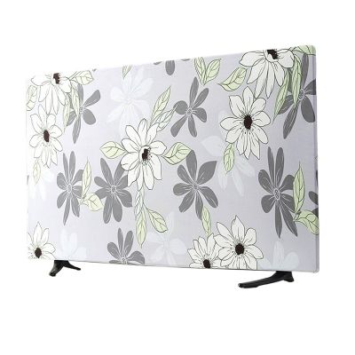 BuniQ SHIJT Full Soft Tv Cover Elastic TV Screens Protectors for Bedroom, Decoration Tv Enclosure, Flat Led Televisions Protective(Grey Flower,22 inches)