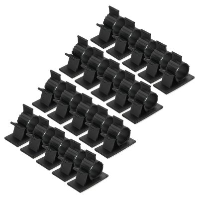 MECCANIXITY 25Pcs Cable Management Clips, 17-20mm Dia Self Adhesive Nylon Wire Holder, Adjustable Organizer Clamp for PC Desk Office, Black