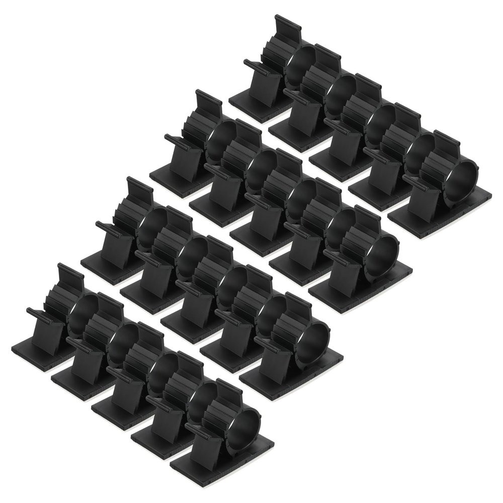 MECCANIXITY 25Pcs Cable Management Clips, 17-20mm Dia Self Adhesive Nylon Wire Holder, Adjustable Organizer Clamp for PC Desk Office, Black