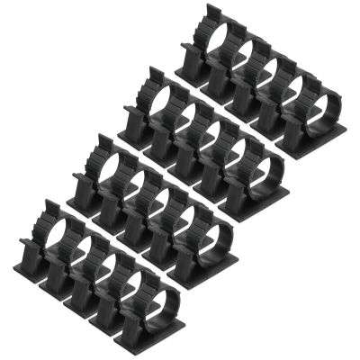 MECCANIXITY 25Pcs Cable Management Clips, 22-25mm Dia Self Adhesive Nylon Wire Holder, Adjustable Organizer Clamp for PC Desk Office, Black