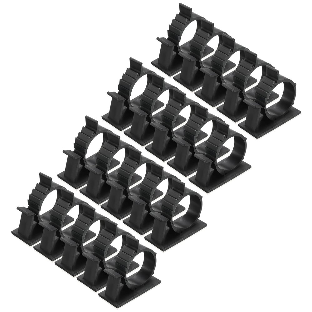 MECCANIXITY 25Pcs Cable Management Clips, 22-25mm Dia Self Adhesive Nylon Wire Holder, Adjustable Organizer Clamp for PC Desk Office, Black
