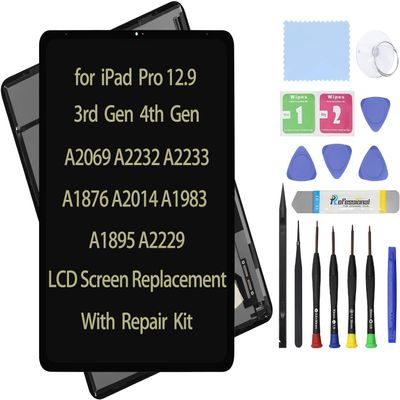 12.9" LCD Screen Replacement Compatible with iPad Pro 12.9 3rd Gen A1876 A2014 A1983 A1895 4th Gen A2069 A2232 A2233 A2229 Display LCD Assembly and Glass + Touch Digitizer + Repair Kit