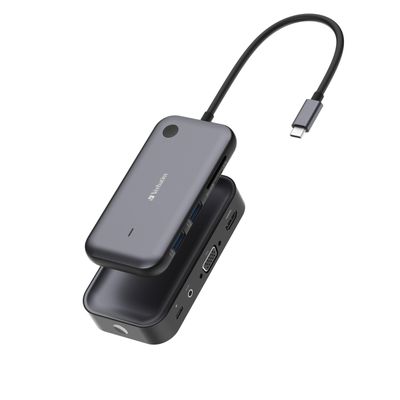 Verbatim Share My Screen Video Extender 1080p USB-C Wireless HDMI Transmitter and Receiver Display Adapter with USB Hub and Card Reader