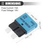 Motoforti Universal Car E37 Circuit Breakers Fuses Replacement, 15A 14V, Durable, Plastic Metal, Blue view 3