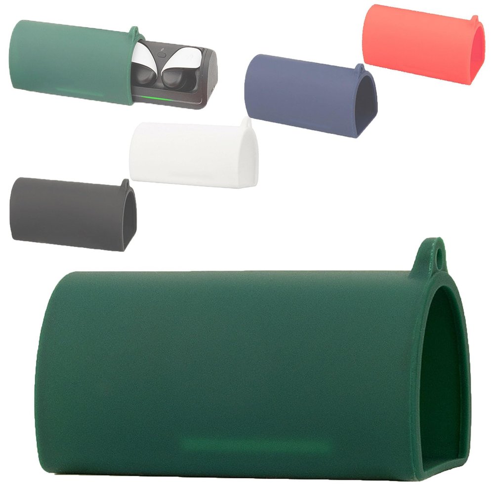 BUCCQTR Soft Silicone Carrying Case Protective Skin Cover Compatible with Sony Pulse Explore Earbuds, Portable Scratch Sleeve Cover with Carabiner (Green)