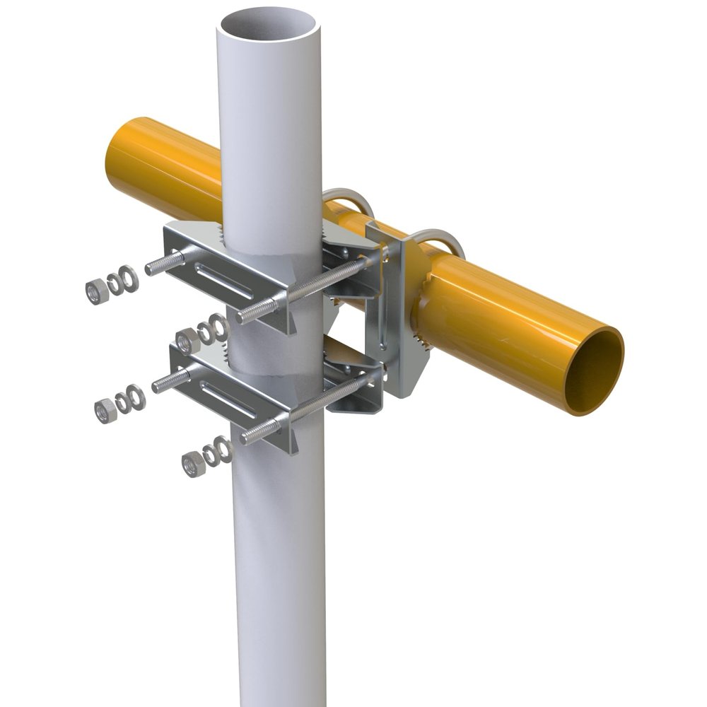 Amazmount Double Antenna Mount Clamp U-Bolt Mounting Hardware Mast to Mast Mount Bracket Kit (Without The Pole) Antenna Mast Clamp V Jaw Accessories Stainless Steel for TV CB Ham Outside Antenna