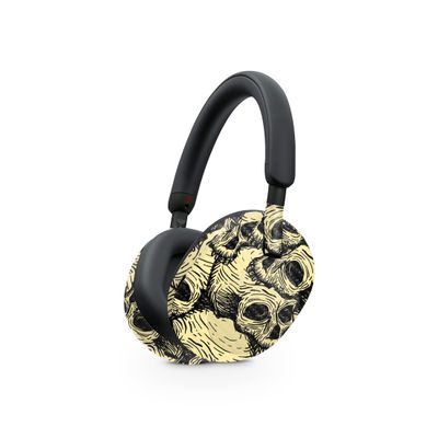 MightySkins Carbon Fiber Skin Compatible with Sony WH-1000XM5 Headphones - Inked Skulls | Protective, Durable, and Unique Vinyl Decal wrap Cover | Easy to Apply, Remove, and Change Styles