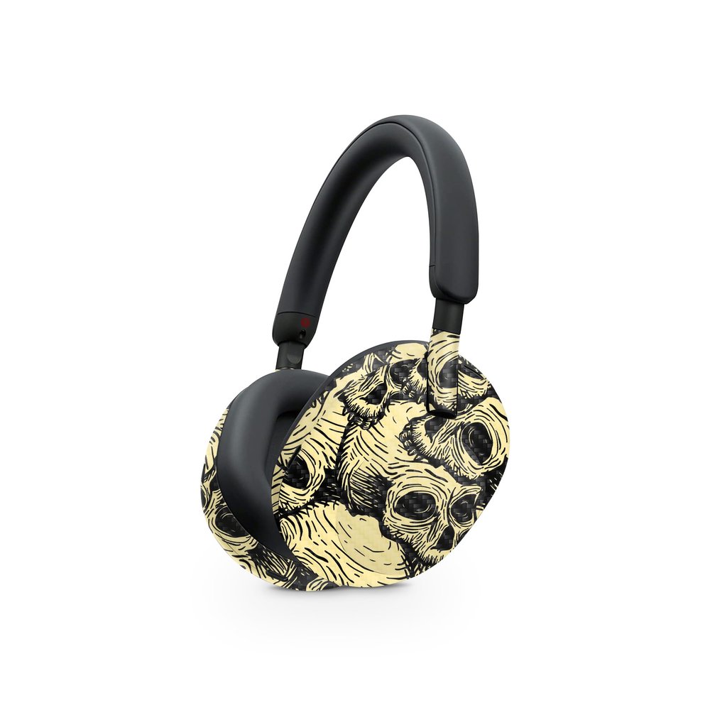 MightySkins Carbon Fiber Skin Compatible with Sony WH-1000XM5 Headphones - Inked Skulls | Protective, Durable, and Unique Vinyl Decal wrap Cover | Easy to Apply, Remove, and Change Styles